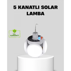 Mey İthalat® Solar Güneş Enerjili ve USB Şarjlı 5 Kanatlı LED Kamp Lambası