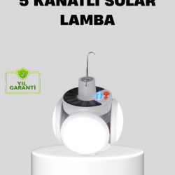 Mey İthalat® Solar Güneş Enerjili ve USB Şarjlı 5 Kanatlı LED Kamp Lambası