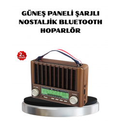 Mey İthalat® Solar Hoparlör Bluetooth FM AM SW Radyo Çok Fonksiyonlu Şarjlı