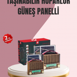 Mey İthalat® Solar Panel Şarjlı Taşınabilir Radyo Bluetooth Hoparlör Müzik Kutusu