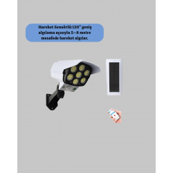 Mey İthalat® Solar Şarjlı Hareket Sensörlü LED Dış Mekan Lambası Kamera Tasarımlı Güvenlik Işığı