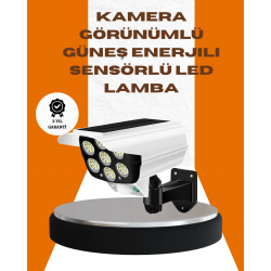 Mey İthalat® Solar Şarjlı Kamera Tasarımlı LED Duvar Lambası Hareket Sensörlü Dış Mekan Aydınlatma