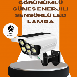 Mey İthalat® Solar Şarjlı Kamera Tasarımlı LED Duvar Lambası Hareket Sensörlü Dış Mekan Aydınlatma