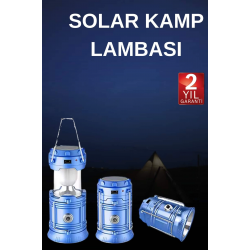 Mey İthalat® Solar Şarjlı Kamp Lambası Güneş Enerjili Kızaklı Kamp Feneri Çadır Feneri Led Işıldak