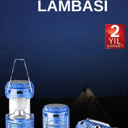 Mey İthalat® Solar Şarjlı Kamp Lambası Güneş Enerjili Kızaklı Kamp Feneri Çadır Feneri Led Işıldak