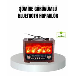 Mey İthalat® Solar Şarjlı Şömine Alev Efektli Bluetooth Hoparlör 7W Taşınabilir Ses Sistemi