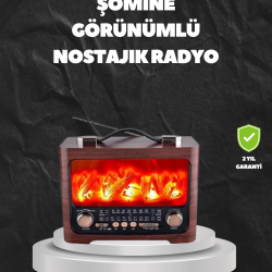 Mey İthalat® Solar Şarjlı Şömine Işıklı Bluetooth Hoparlör – Radyo, USB, TF Kart Destekli