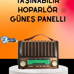 Mey İthalat® Solar Şarjlı Taşınabilir Radyo Bluetooth Hoparlör USB SD Destekli