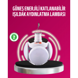Mey İthalat® Solar ve USB Şarjlı Su Geçirmez Katlanabilir LED Lamba