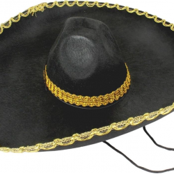 Mey İthalat®  Sombrero Meksika Şapkası Mariachi Altın Şeritli Yetişkin Boy