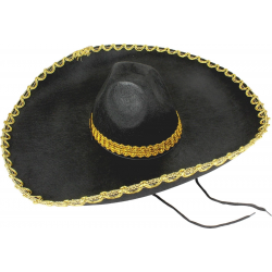 Mey İthalat® Sombrero Meksika Şapkası Mariachi Altın Şeritli Yetişkin Boy