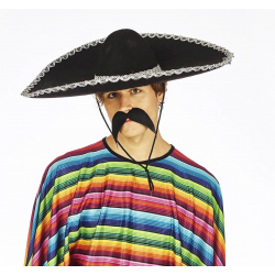 Mey İthalat® Sombrero Meksika Şapkası Mariachi Gümüş Şeritli Yetişkin Boy