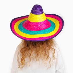 Mey İthalat® Sombrero Meksika Şapkası Renkli Örme Hasır Çocuk Boy