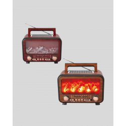 Mey İthalat® Şömine Efektli Solar Hoparlör Bluetooth 5.3 Radyo AUX USB TF Destekli