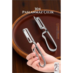 Mey İthalat® Soyacak Seti- Sebze Soyacağı Profesyonel Paslanmaz Çelik 2 li SET