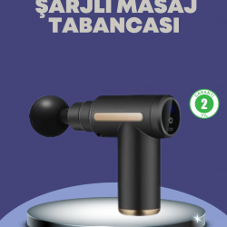 Mey İthalat® Sporcu Kas Masaj Tabancası 6 Kademe Güçlü Titreşim 4 Başlık Şarjlı Masaj Aleti