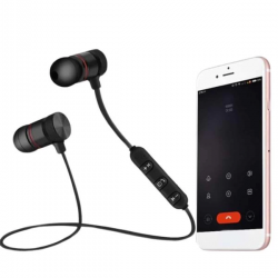 Mey İthalat® Sports Mıknatıslı Siyah Bluetooth Kulaklık Kablolu Uzun Pil Ömrü