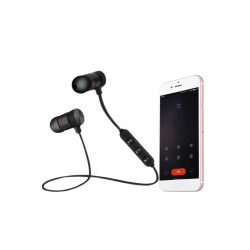 Mey İthalat® Sports Mıknatıslı Siyah Bluetooth Kulaklık Kablolu Uzun Pil Ömrü
