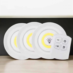 Mey İthalat® Spot Lamba Led Işık 3'lü Uzaktan Kumandalı Pilli Yapışkanlı Kablosuz