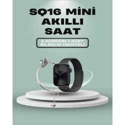 Mey İthalat® SQ-16 Mini Series 10 Akıllı Saat – 3 Kordon + Hediye Bileklik