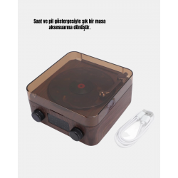 Mey İthalat® Stereo Bluetooth Hoparlör – Gece Lambalı ve Saat Göstergeli