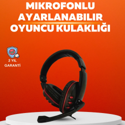Mey İthalat® Stereo Kırmızı Gaming Kulaklığı Yumuşak Pedli Mikrofonlu