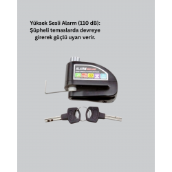 Mey İthalat® Su Geçirmez Alarm Disk Kilidi Motosiklet Scooter Bisiklet Güvenlik