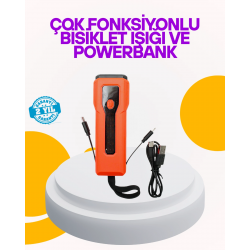 Mey İthalat® Su Geçirmez Bisiklet Işığı 5000 mAh Powerbankli Ön Far