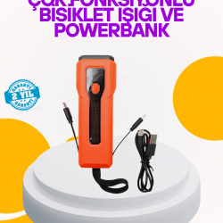 Mey İthalat® Su Geçirmez Bisiklet Işığı 5000 mAh Powerbankli Ön Far
