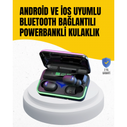 Mey İthalat® Su Geçirmez E10 Bluetooth Kulaklık Powerbank ve Gürültü Engelleme