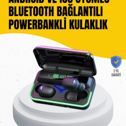 Mey İthalat® Su Geçirmez E10 Bluetooth Kulaklık Powerbank ve Gürültü Engelleme