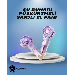 Mey İthalat® Su Sisi Püskürtmeli Taşınabilir El Fanı – Çocuk ve Öğrencilere Uygun, Kamp ve Seyahat İçin