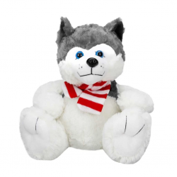 Mey İthalat®  Oturan Husky Atkılı Peluş Köpek 30 cm