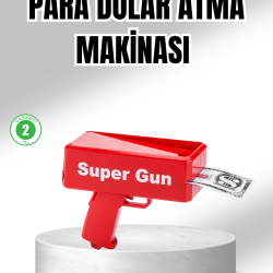 Mey İthalat® Super Money Gun Para Saçma Tabancası Yüksek Atış Güçlü Kırmızı Model
