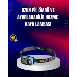 Mey İthalat® Süper Parlak LED Kafa Feneri 3 Renk 53 Mod Type C Şarjlı