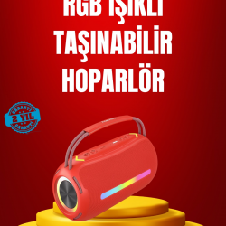Mey İthalat® Suya Dayanıklı 20W RGB Hoparlör Bluetooth, USB, SD Kart ve AUX Girişli