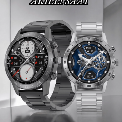 Mey İthalat® Suya Dayanıklı Dokunmatik Akıllı Saat Bluetooth 5.0, Sesli Asistan ve Sağlık Takibi