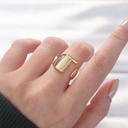 Mey İthalat® T Harfli Altın Renk Ayarlanabilir Yüzük