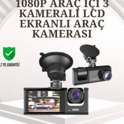 Mey İthalat® TA-01 1080P Ön 720P Arka ve İç Kamera Sistemli DVR