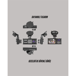 Mey İthalat® TA-01 2.0 İnç Ekranlı 3 Kanallı Araç Kamerası