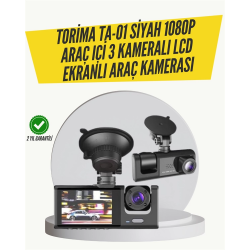 Mey İthalat® TA-01 3 Kameralı 1080P Araç Kamerası Siyah