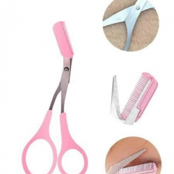 Mey İthalat® Taraklı Kaş Bıyık Makası Ve Kaş Ustura Seti Kaş Bıyık Tüy Alma Epilasyon Aleti 2'li Set