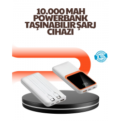 Mey İthalat® Taşınabilir 10000 mAh Powerbank – Dijital Göstergeli, Type-C ve USB Çıkışlı