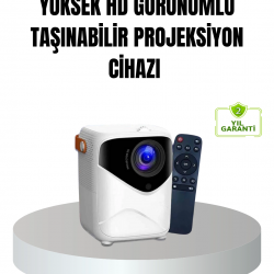 Mey İthalat® Taşınabilir 1080P HD Akıllı Projektör – 64GB Dahili Hafıza, 2GB RAM, Uzaktan Kumandalı