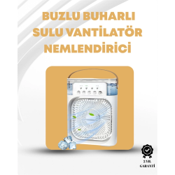 Mey İthalat® Taşınabilir 3'ü 1 Arada Mini Fan | Nemlendirici + Soğutucu + Gece Lambası