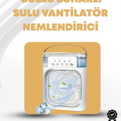 Mey İthalat® Taşınabilir 3'ü 1 Arada Mini Fan | Nemlendirici + Soğutucu + Gece Lambası