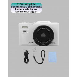 Mey İthalat® Taşınabilir 5K UHD Fotoğraf ve Video Kamera Otofokus WiFi
