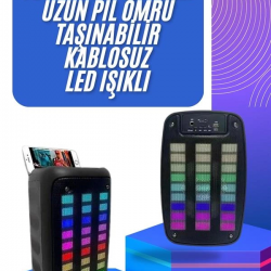 Mey İthalat® Taşınabilir 6.5 inç LED Bluetooth Kareoke Hoparlör RGB Işıklı Radyolu