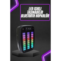 Mey İthalat® Taşınabilir 6.5 inç LED Bluetooth Kareoke Hoparlör RGB Işıklı Radyolu