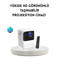 Mey İthalat® Taşınabilir Akıllı 1080P Projektör – 64GB Hafıza, 2GB RAM, Full HD Görüntü, Kumandalı
